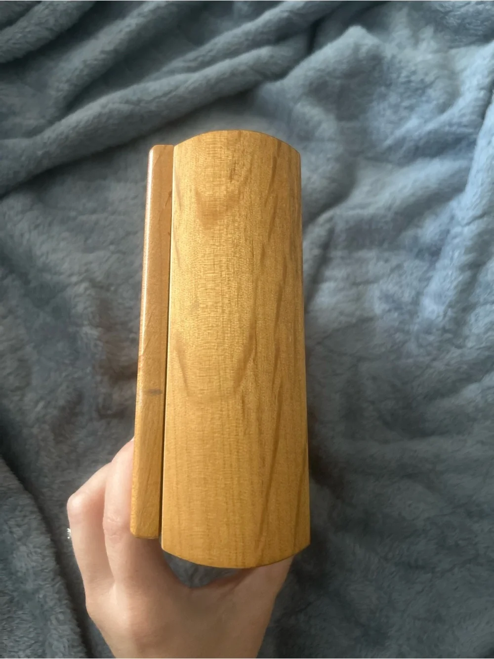Wooden Photo Jewelry Box with Dark Green Velvet Interior